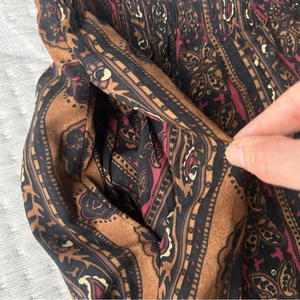 Vintage Justin B. Jones NY Rayon Tapestry Print Bohemian Pants with Pockets | L - Picture 4 of 7